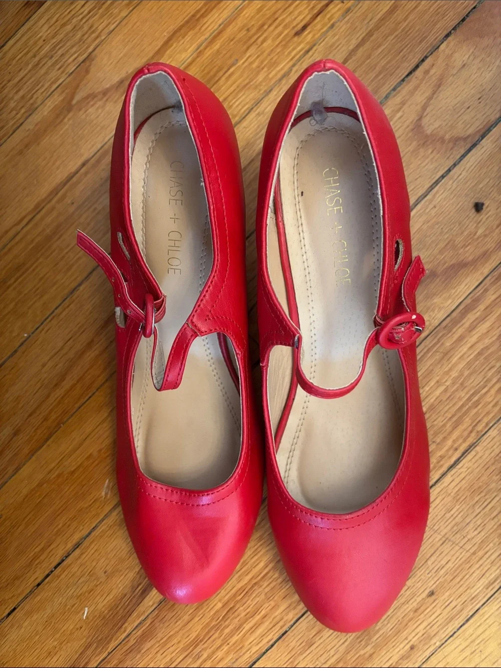 Chase + Chloe Bright Red Girls' Mary Jane Ballet Flats